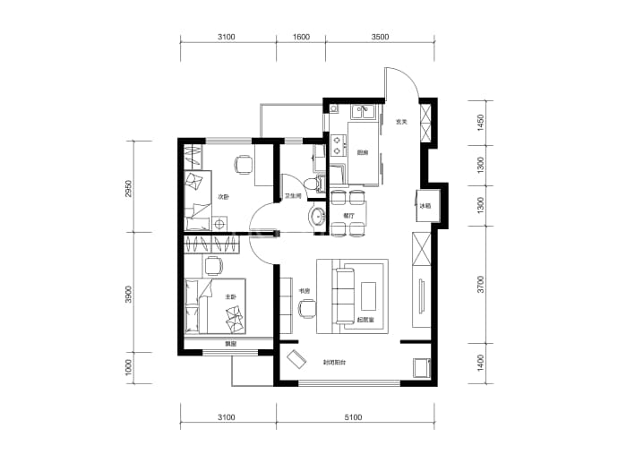 昆仑·时代中心--建面 89m²