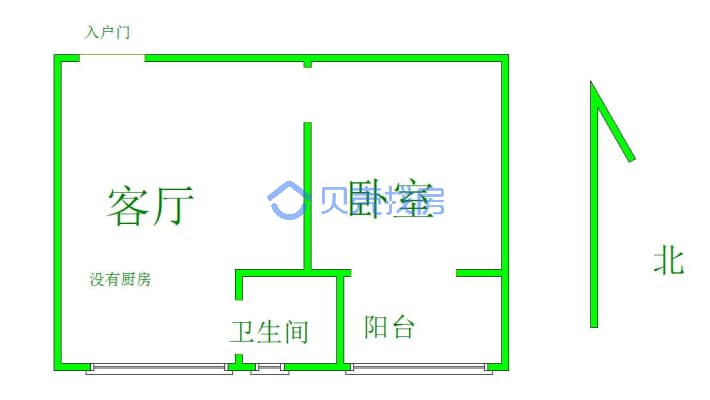 康泽园北区 1室1厅 南-户型图