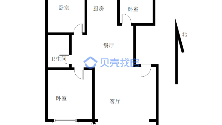 经典三室 南北通风 全明户型 中间楼层-户型图