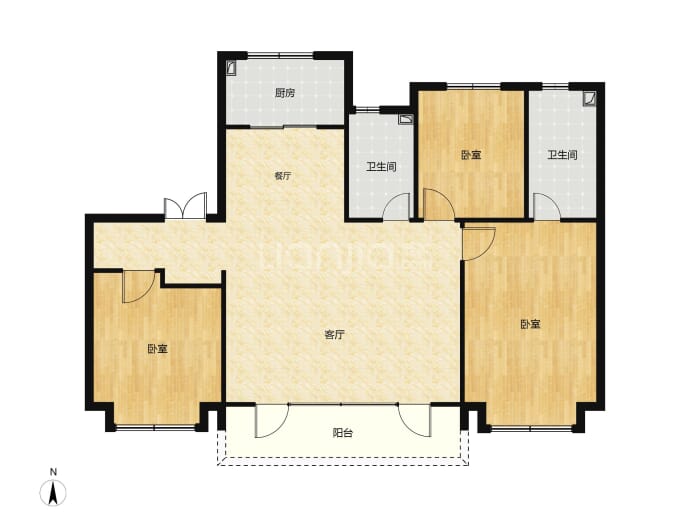 铂悦·灵犀湾3室2厅2卫户型图