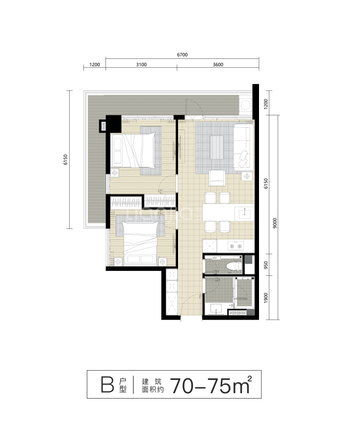 湖光山舍--建面 75m²