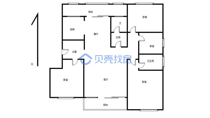 大四房电梯洋房此房证已办可随时交易-户型图