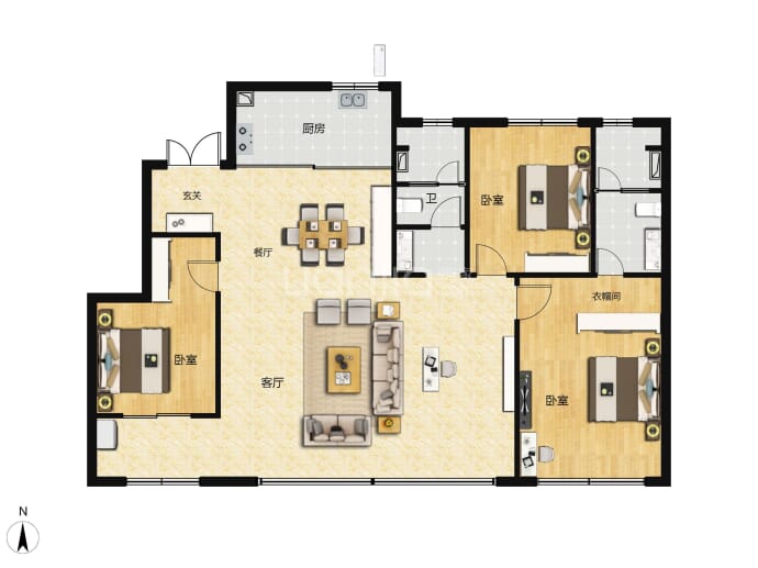 城建星启时代3室2厅2卫户型图