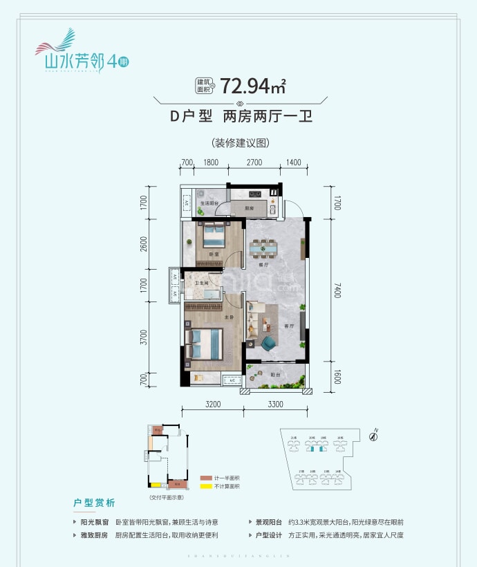 山水芳邻四期--建面 72.94m²