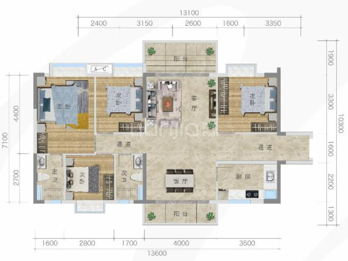 大地春天花园--建面 127.97m²