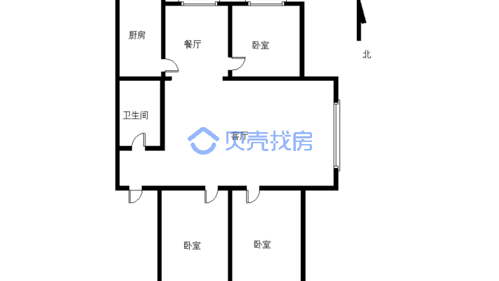 松秀园东边户，明室明厅明卫户型-户型图