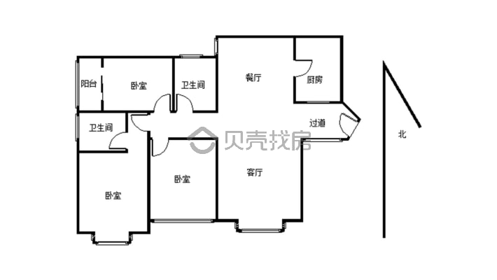 滨江河畔北区 3室2厅 南-户型图