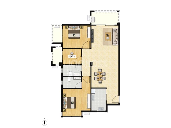 南溪公园学府3室2厅2卫户型图