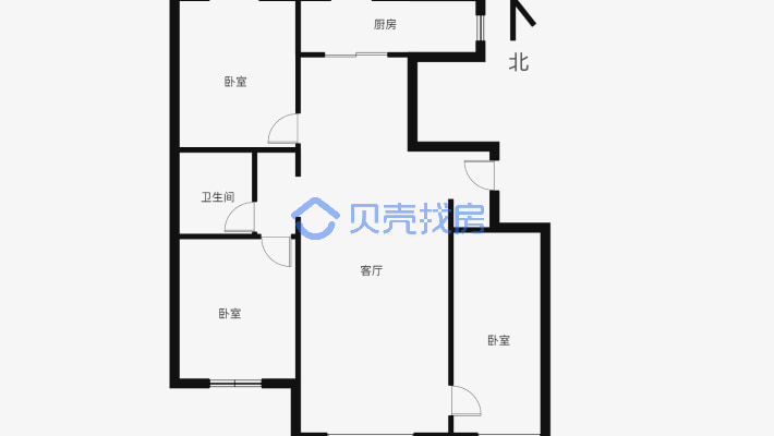 山水兰德 3室2厅 南 北-户型图