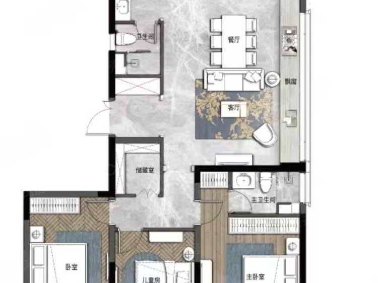 蓝城日照蘭园3室2厅2卫户型图