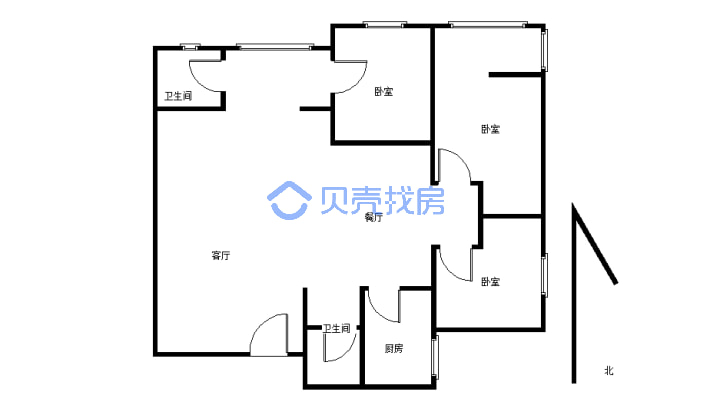 三小旁精装三室，房子保持比较新，中间楼层，户型方正-户型图