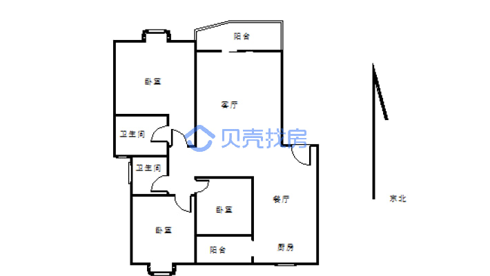 碧竹山庄标准3房2卫，矮楼层，住家装修-户型图