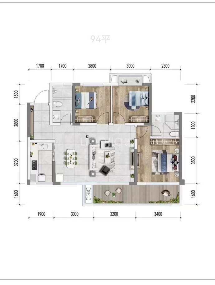 天府智慧城--套内 88m²