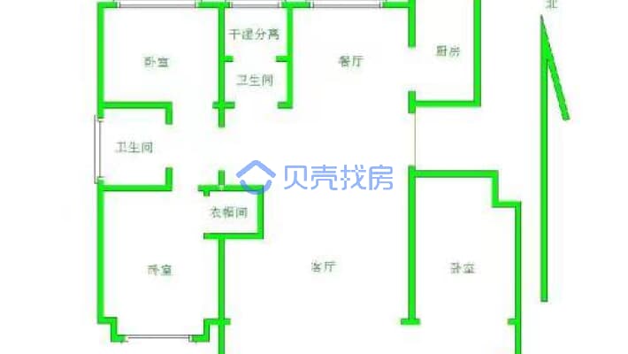 上东区东第 3室2厅 南 北-户型图