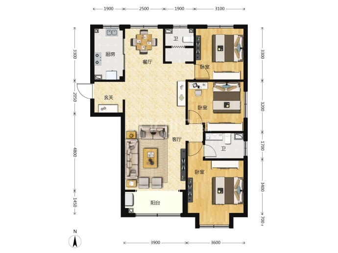 山钢铭著--建面 127.86m²