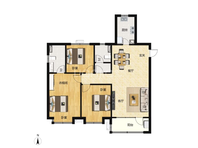 绿地新里城西斯莱公馆--建面 124.73m²