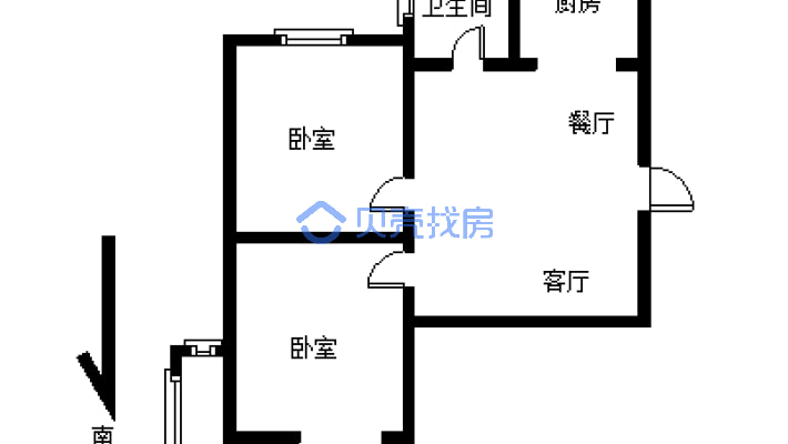 建宁海宁中 学紫云公寓 对 面 中等装修 两室 有车库-户型图