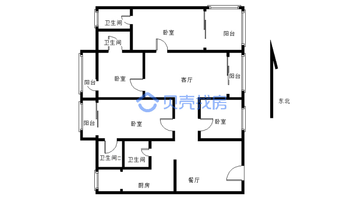 怡安大厦 4室2厅 西-户型图