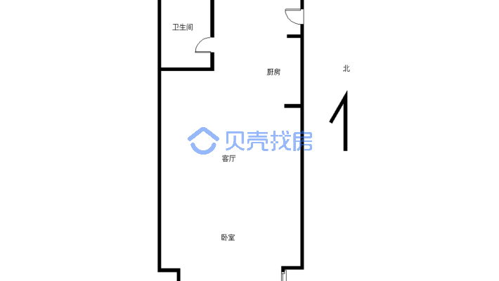 万达广场C区  精装一室 电梯好楼层 价位合理-户型图