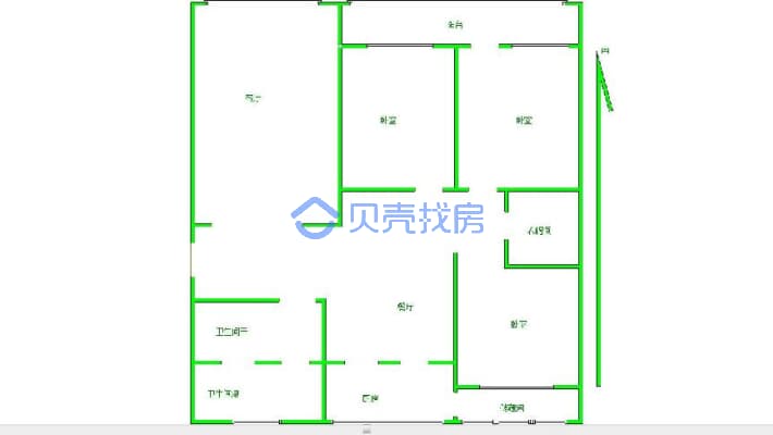 百花小区北区 3室2厅 南 北-户型图