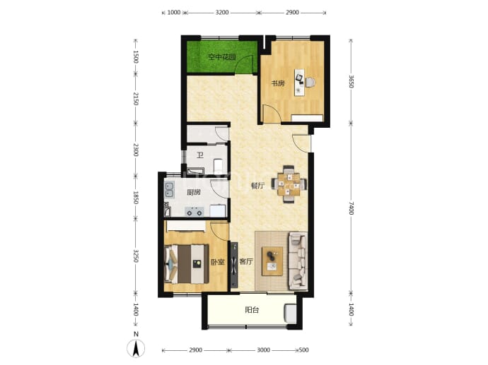 华远金科空港国际城--建面 83m²