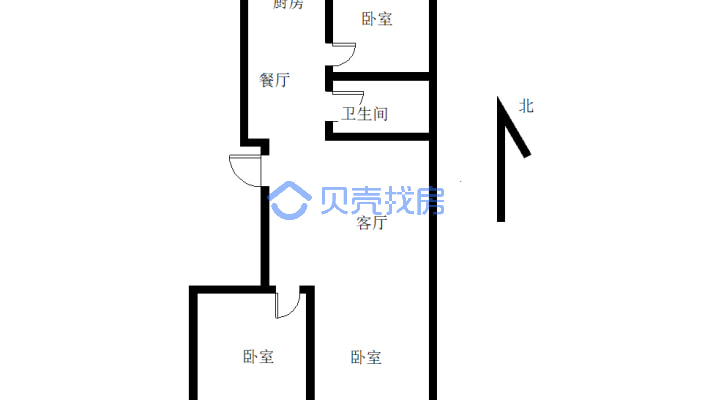 中唐·富山嘉苑 2室2厅 南 北-户型图