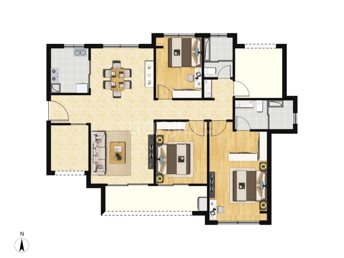 越秀建发珺樾4室2厅2卫户型图