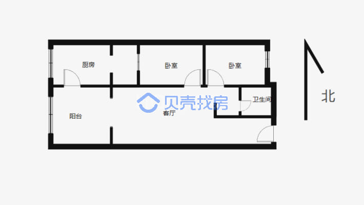 北京路植物园轴承厂汇轩园小两室-户型图