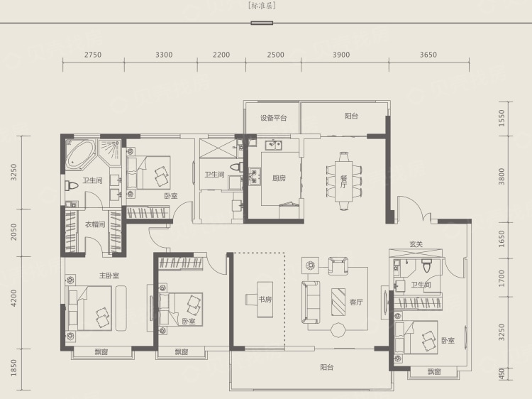 沣水云间4室2厅3卫户型图