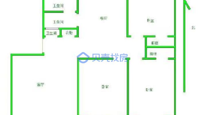 中华小区四区 3室2厅 南 北-户型图