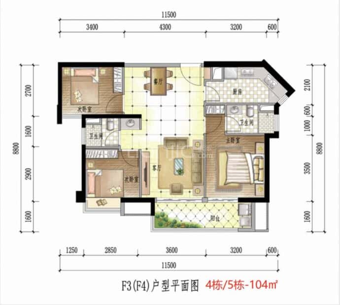 九洲保利天和三期--建面 104m²