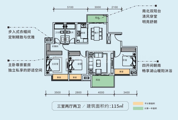 【九里峰山玖章_赣州九里峰山玖章楼盘】三居室户型图|房型图-赣州