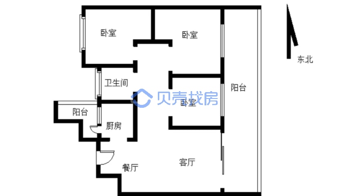 丽雅江宸 3室2厅 南-户型图