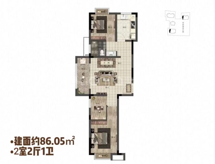 荣景苑--建面 86.05m²