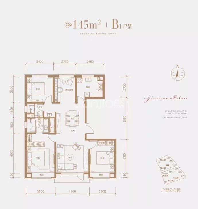 东叁金茂府--建面 145m²