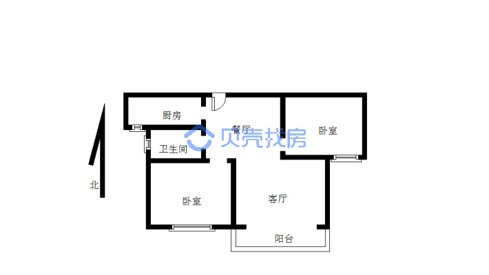 此房为两房，中间户型。。。。。。。。。。。....-户型图