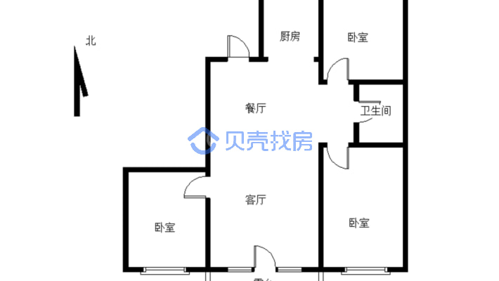 香格里拉国际城 3室2厅 南 北-户型图