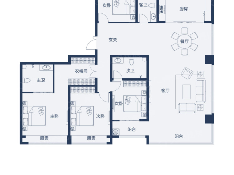 银河湾4室3厅3卫户型图