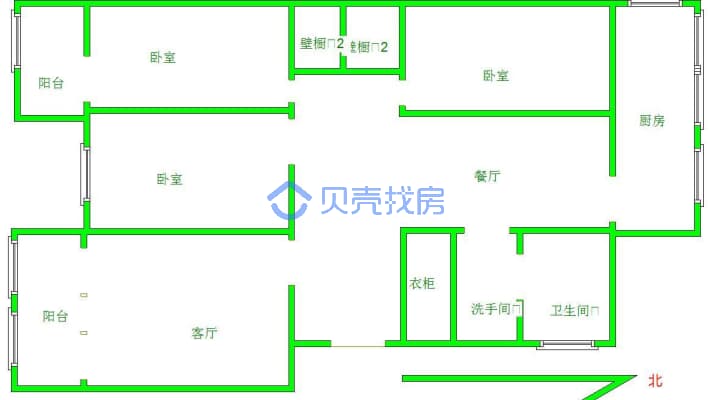 邮电小区 3室2厅 南-户型图