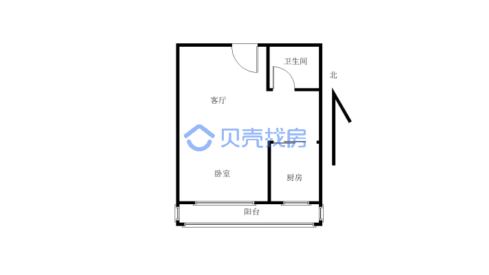 王【偩】花园一期一居室面积小楼层好-户型图