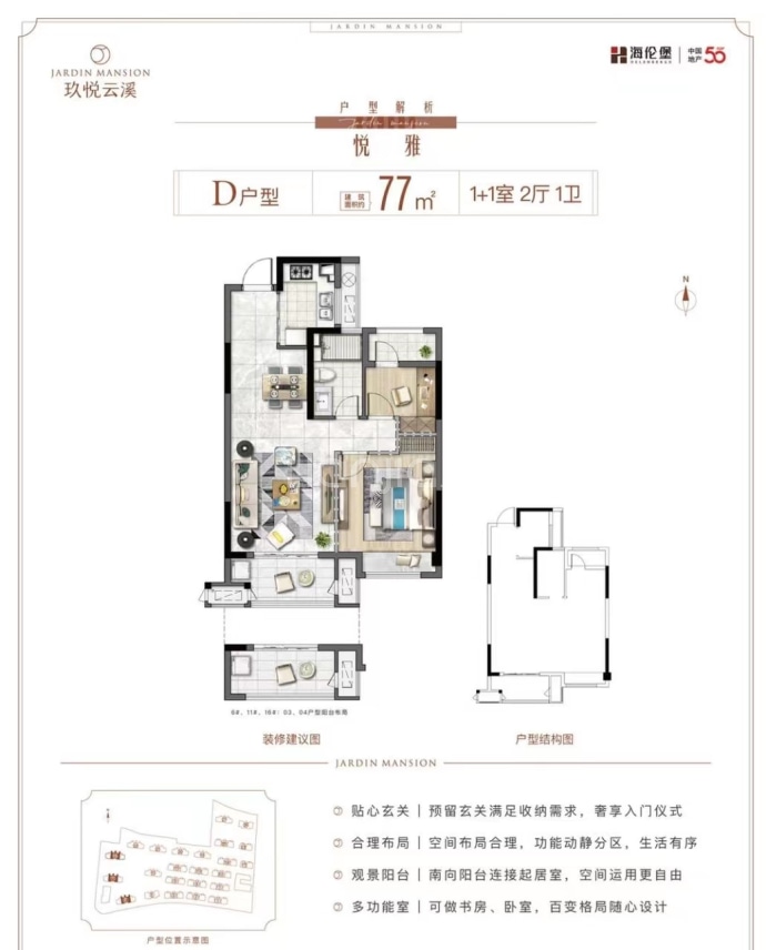 海伦堡玖悦云溪--建面 77m²