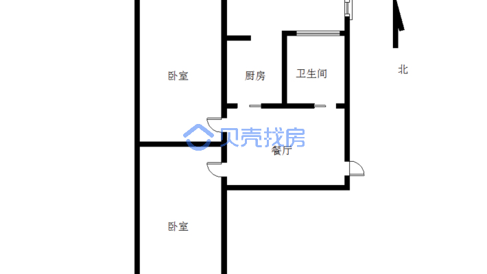 水暖器材家属楼 2室1厅 南 北-户型图