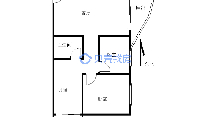 滨江公寓小区 2室2厅 东南-户型图