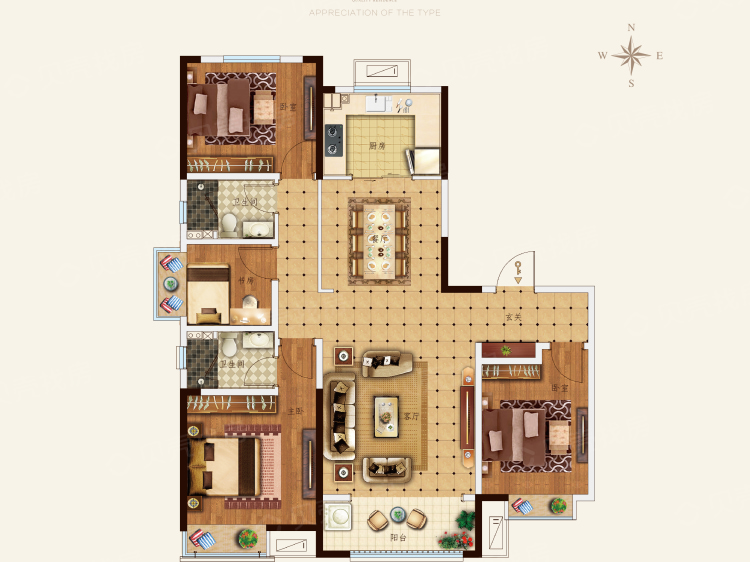 鑫苑御泉湾4室2厅2卫户型图
