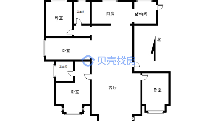 合硕悦府 电梯14楼 平层三室 精装修-户型图