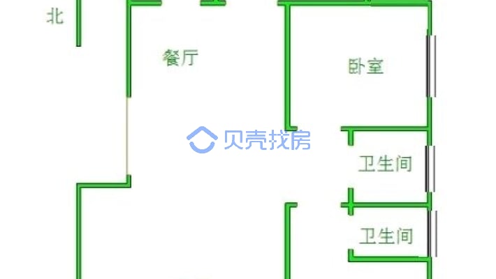 法院宿舍 3室2厅 南 北-户型图