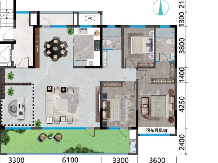 金域璞樾3室2厅2卫户型图
