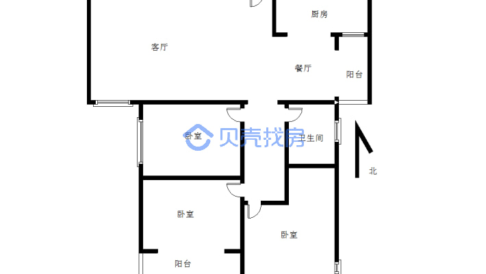蓝天卢浮九号 三室  二厅  一厨  一卫-户型图