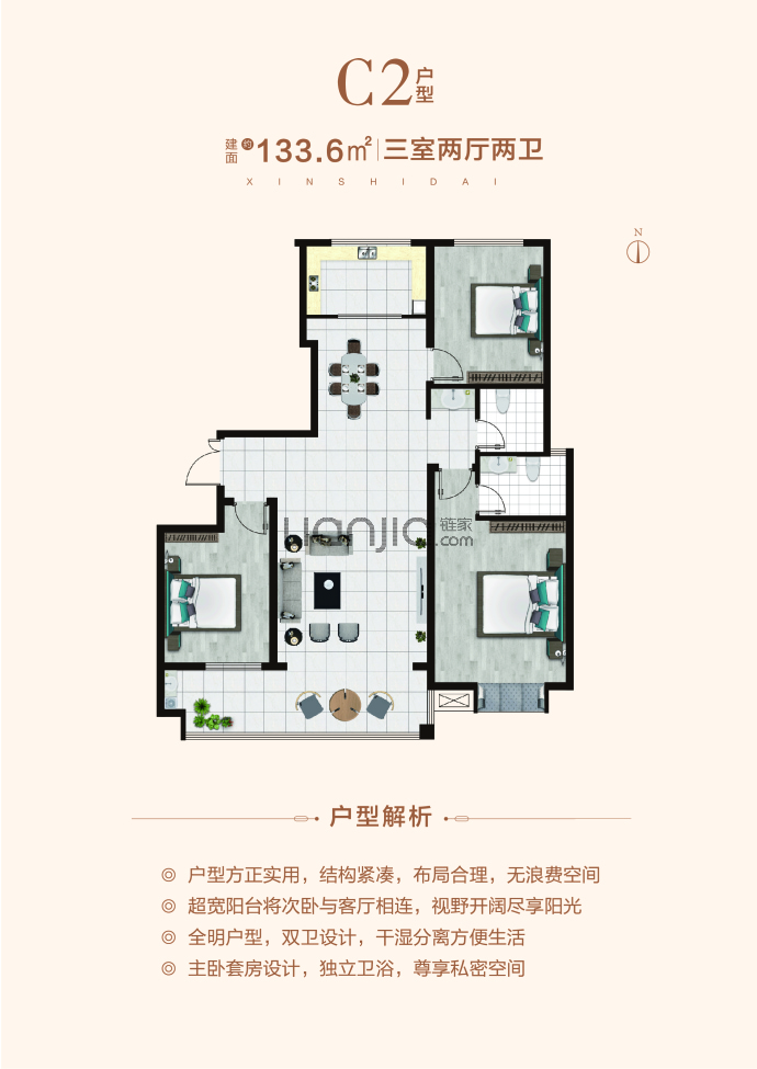 润通新时代--建面 133.6m²