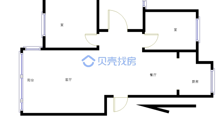 昌江瑞景 2室2厅 南-户型图